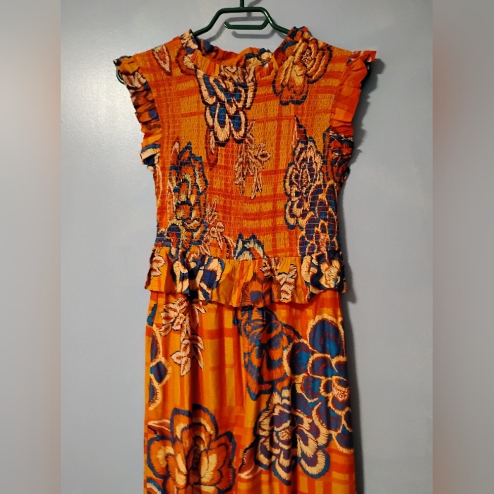 FARM RIO Multicolor Smocked Wide Leg Jumpsuit XS - Picture 7 of 11